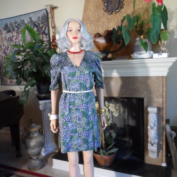 See by Chloé Green & Blue Floral Print Belted Sheath Dress – IT 38 / US 6 - Picture 3 of 16